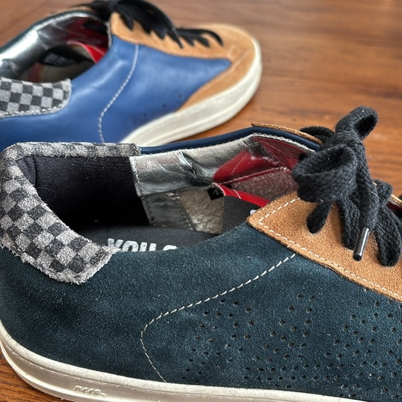 P448 You Can Surf Later Skate Sneakers Men’s Blue & Tan Suede Shoes Size EU 44 - Picture 9 of 14